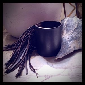 Leather Cuff Bracelet with fringe